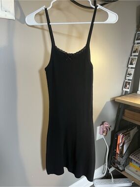 Brandy Melville John Galt Black Ribbed Mini Dress